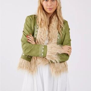 NWT UO Leanne Faux Fur Trim Jacket